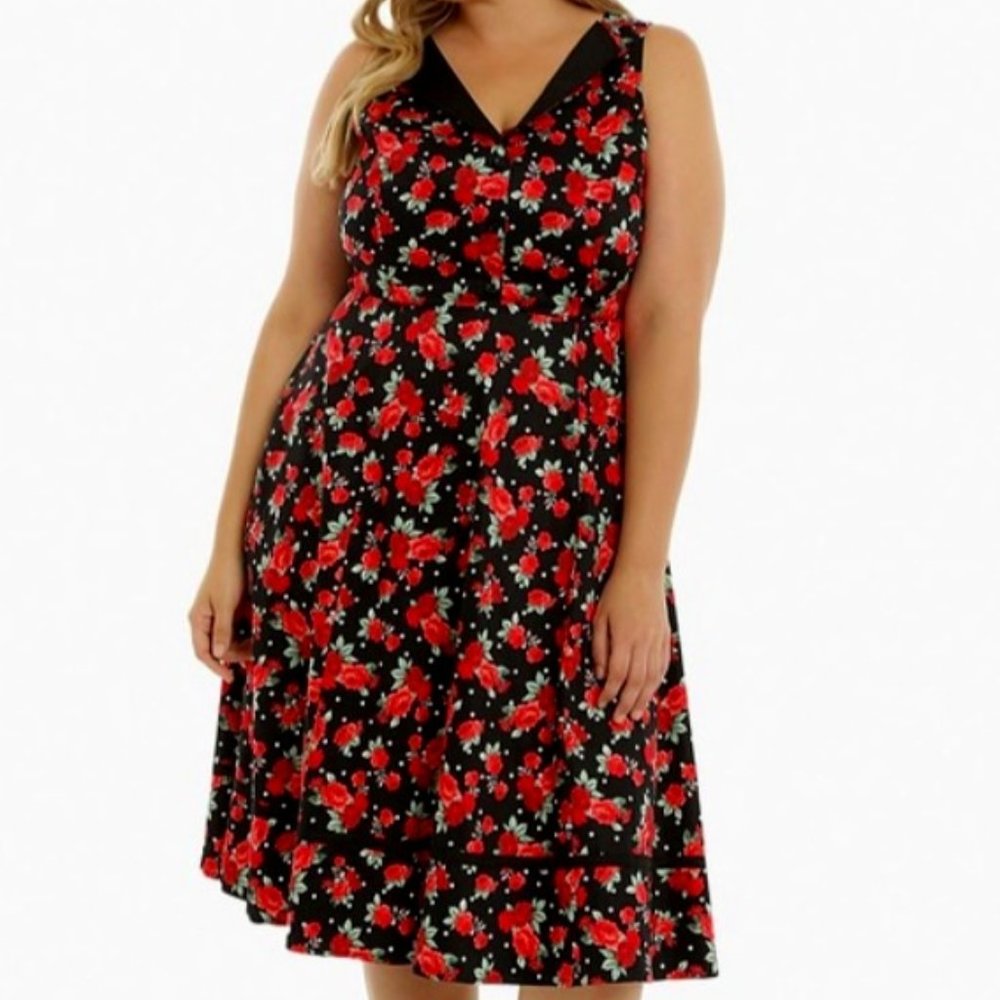 Torrid Retro Chic Floral Button Swing Dress